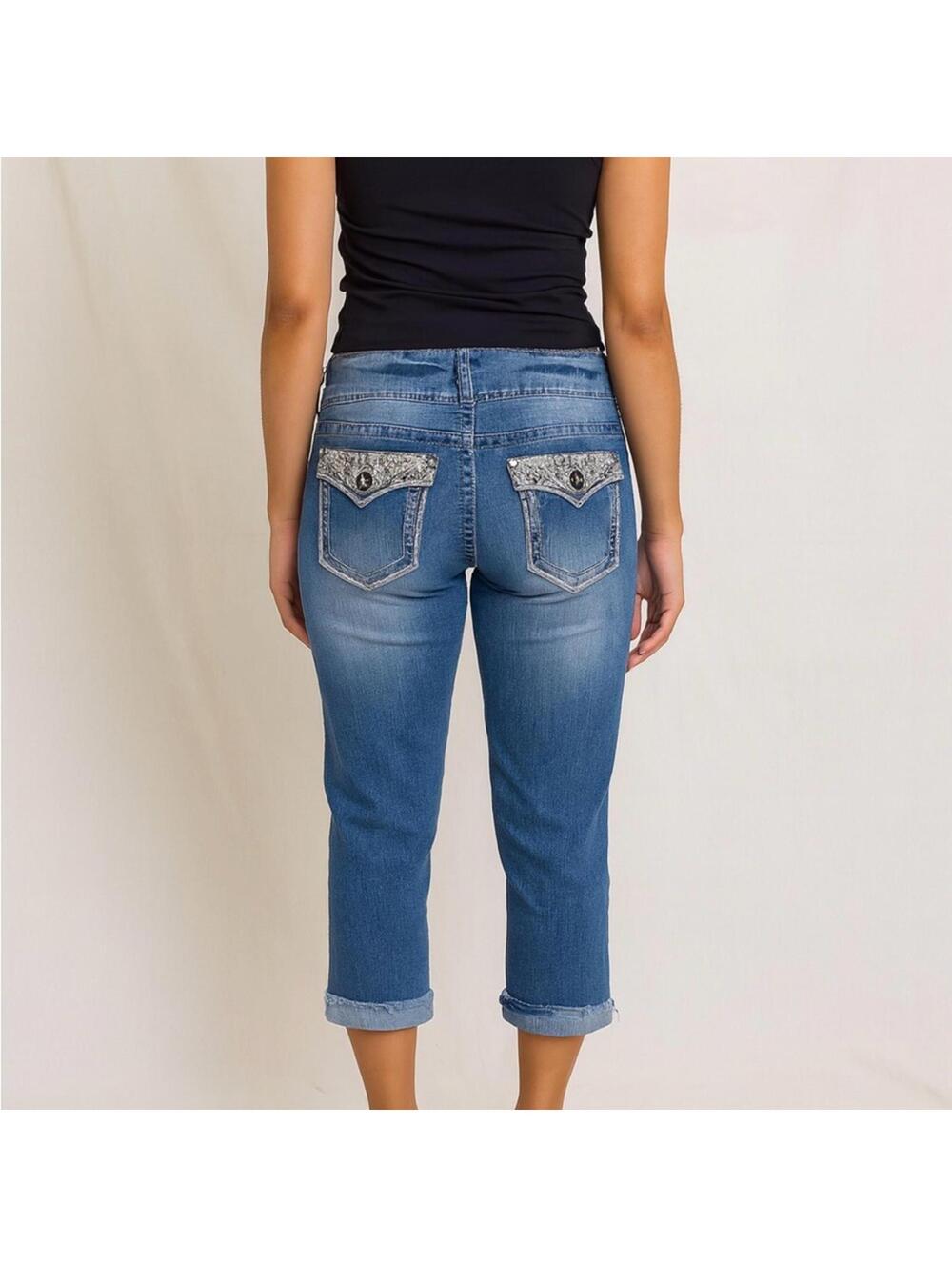 Vintage Y2K BONGO Women's crop Jeans with Embellished Pockets